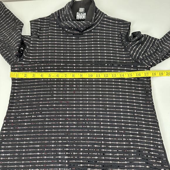 Clara Sun Woo Top Shirt Womens Small Black Glitzy Shimmer Glam Classy Career - Picture 9 of 12